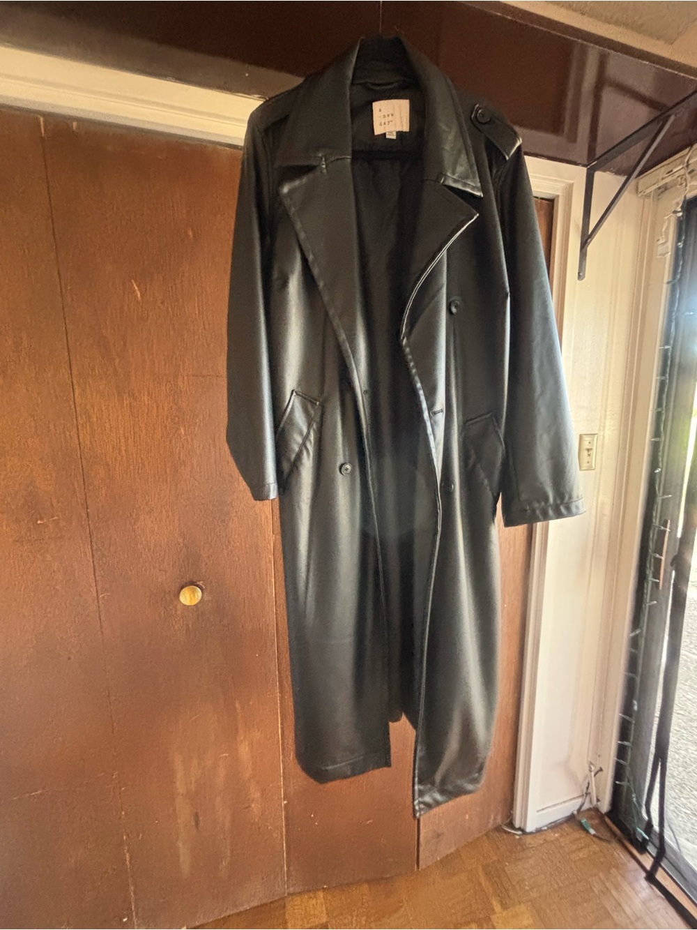 a new day Black Faux Leather Trench Coat